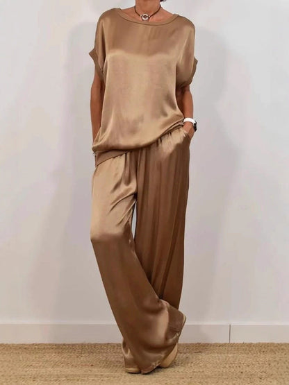 2026 Spring Summer New Cross-Border Trade Amazon Independent Site Trendy Loose Shirt Wide-Leg Pants Casual Set