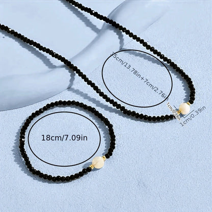 Black Spinel Turquoise Necklace Bracelet