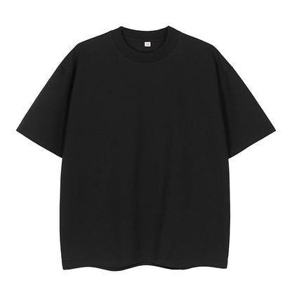 Double Yarn Short Sleeve Sweat-absorbing Cotton T-shirt Top