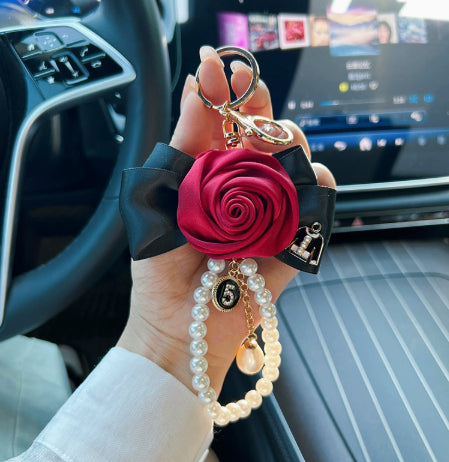 Bow Pearl Metal Keychains Decoration