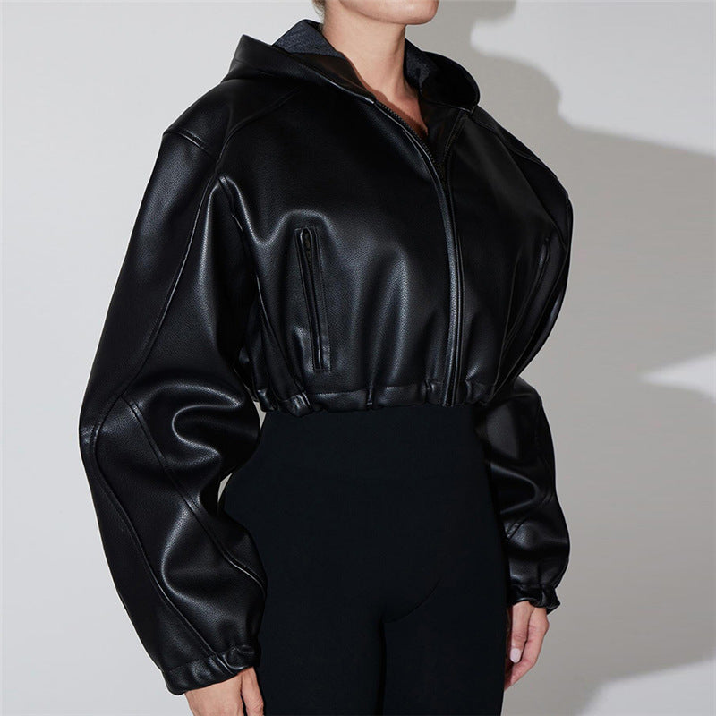 Women's Zipper Faux Leather Jacket