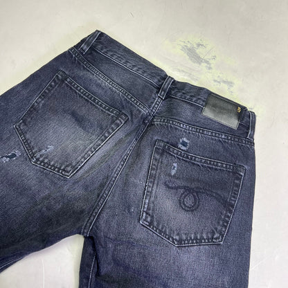 R13 Relaxed Distressed Boyfriend Jeans Made In Italy Women's Sz 24 Jake Black