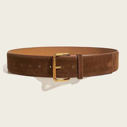 Womens Wide Suede High-end Minimalist Versatile Belt
