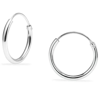925 Solid Sterling Silver Endless Hoop Earrings - Assorted Sizes