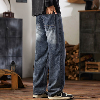 Mens Relaxed-fit Wide-leg Casual Straight-leg Pants