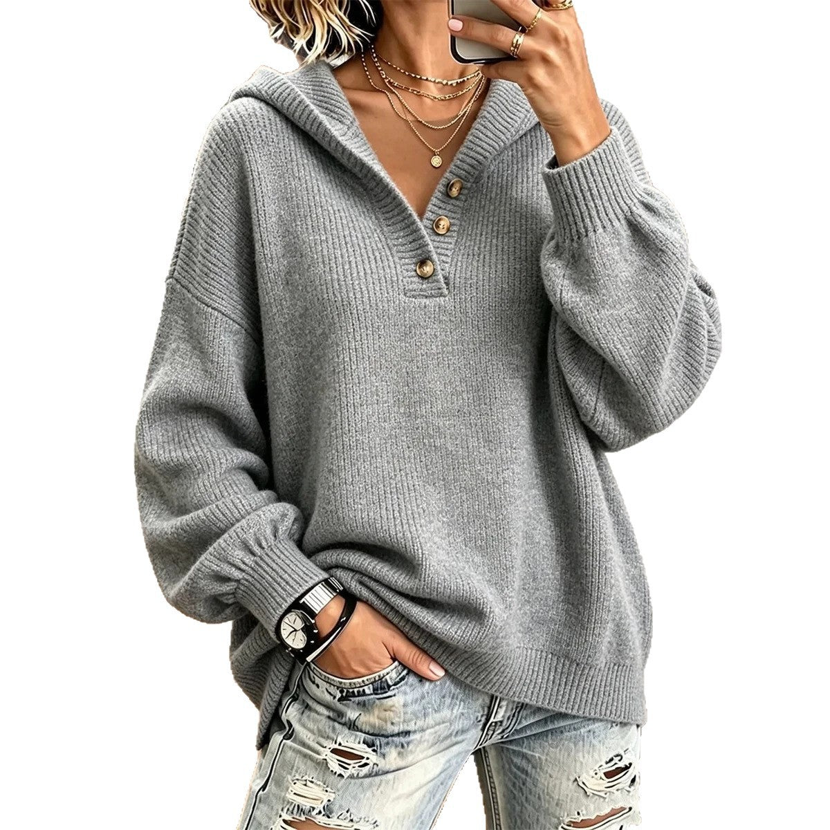 Women's Knitted New-Style Hooded Sweater
