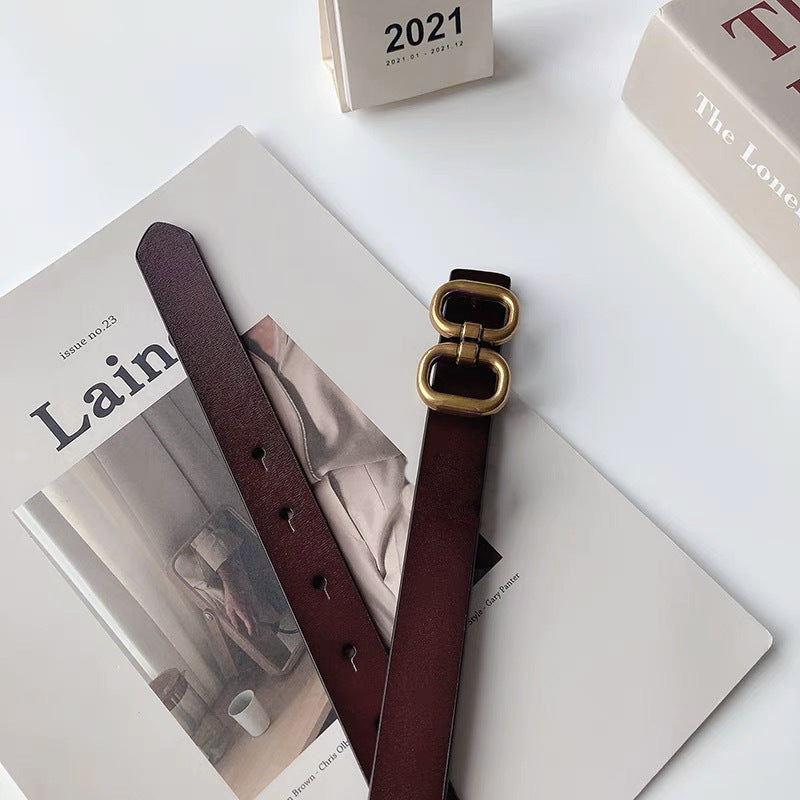 Women's Jeans Versatile Cowhide Belt