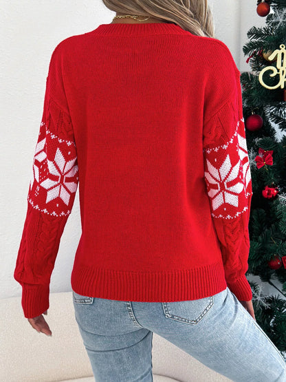 Christmas Snowflake Cable Knit Sweater
