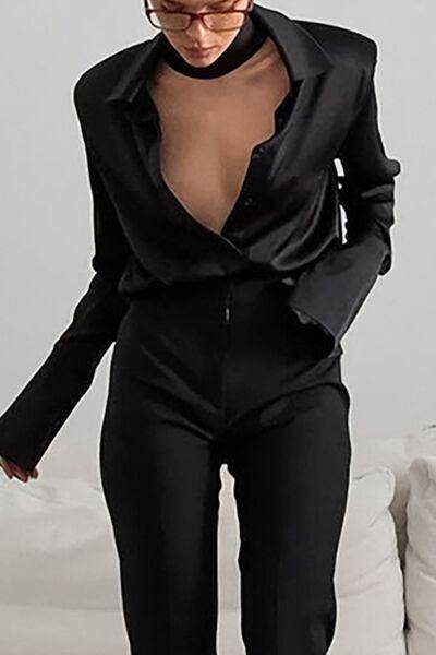 Button Down Long Sleeve Satin Shirt for Effortless Style