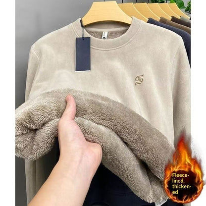 Winter Crew-neck Polar Fleece Long-sleeve T-shirt Hoodie Men's Top