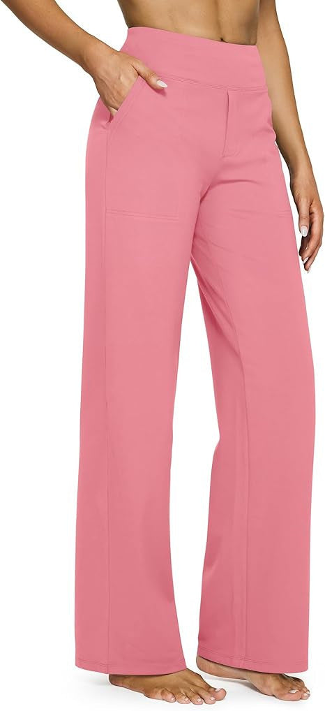 High-waisted Straight-leg Pants With Loose Pockets
