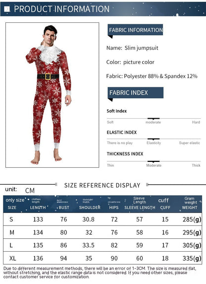 Christmas Clothing Snowflake Print One-piece Tight Jumpsuit
