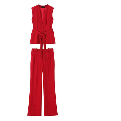 Two-piece Set Belt And Flared Trousers