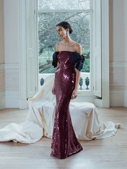 Sequin Off-The-Shoulder Mermaid Evening Gown