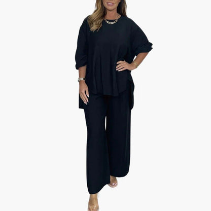 Solid-color Loose-fitting Casual Womens Fashion Two-piece Set