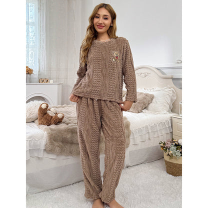 Womens Loungewear Cartoon Bear Plush Set