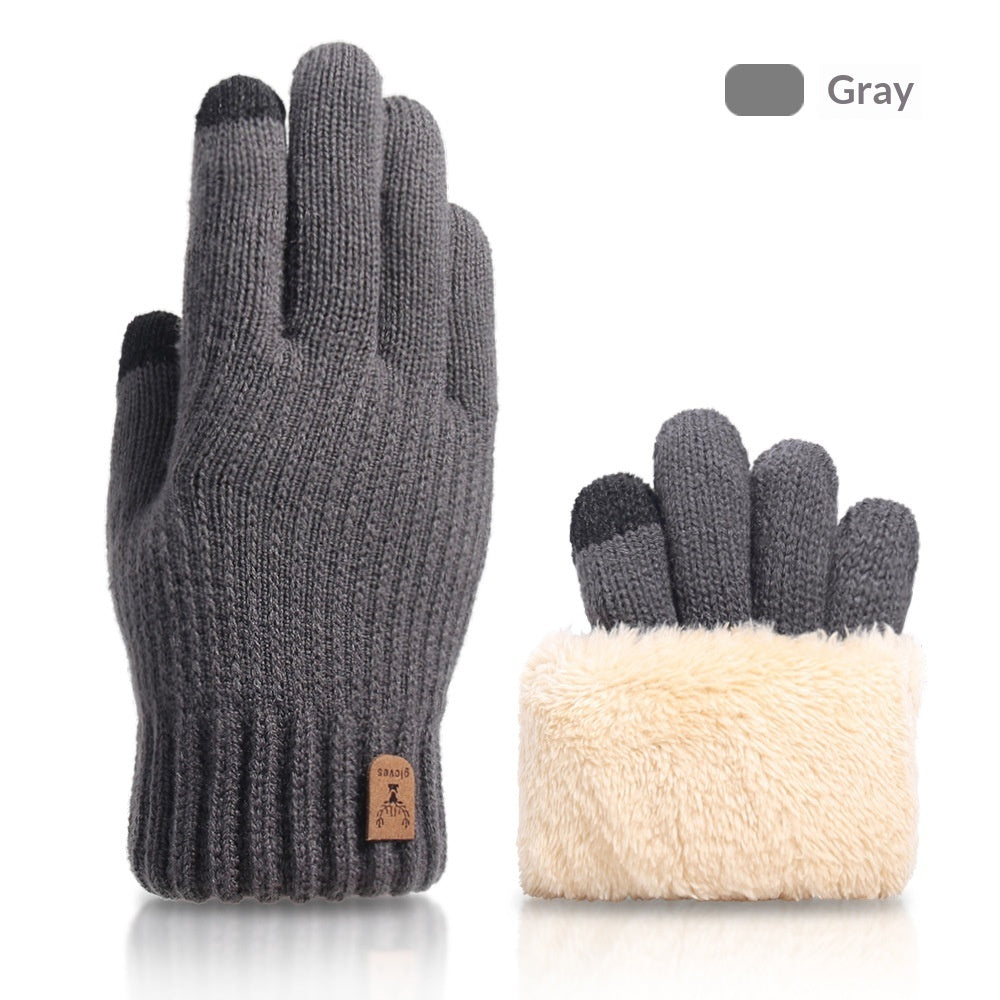 Autumn And Winter Touchscreen Gloves For Men With Fleece Lining