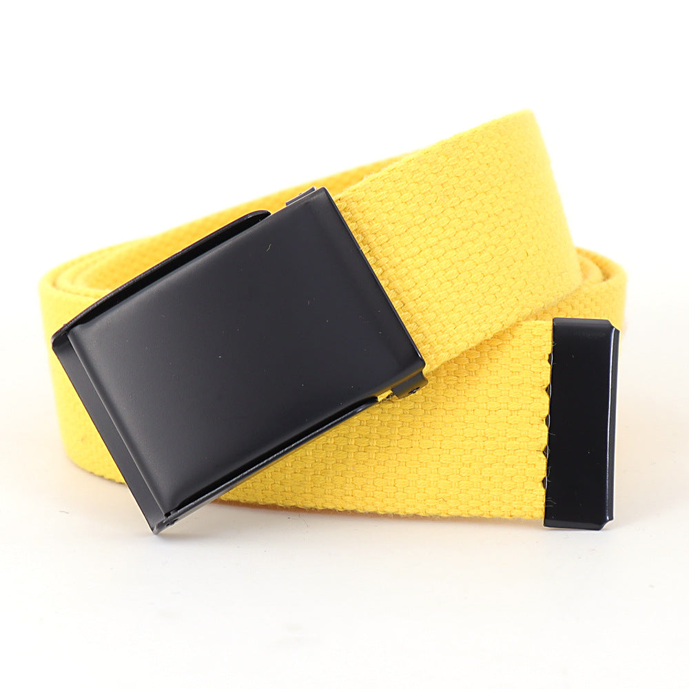 Men's Casual Canvas And Denim Belt With Buckle Closure