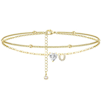 Womens Adjustable Delicate Versatile Double-layer Anklet Set