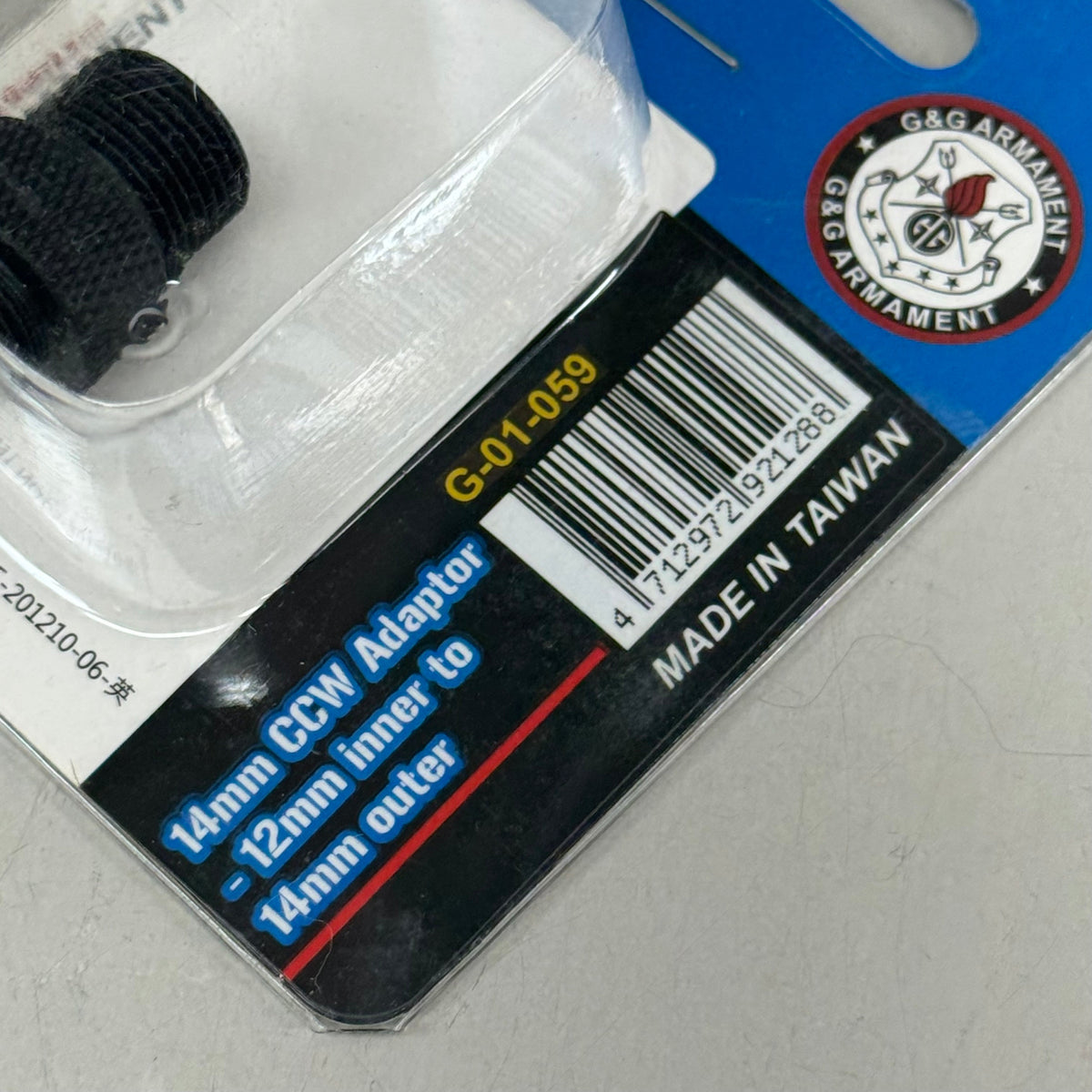 G & G ARMANMENT 14mm CCW Adaptor 12mm Inner to 14mm Outer Black G-01-059