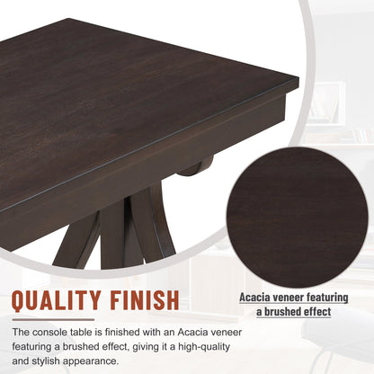 48-Inch Rustic Vintage Console Table --- Farmhouse Style Entryway Table with Open Shelf and Sturdy Construction  (Espresso)