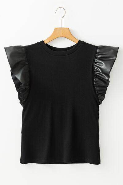 Ruffled Round Neck Cap Sleeve Blouse for Women Stylish Wear