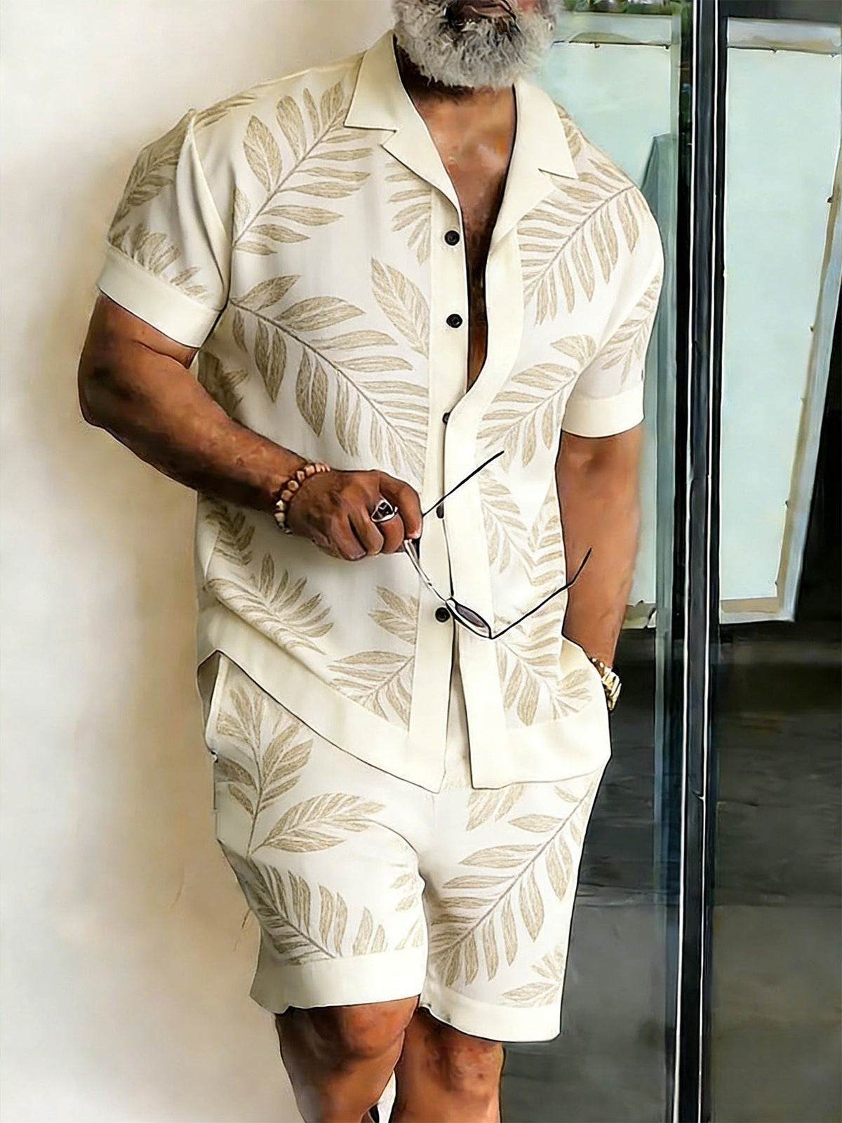 Short-sleeve Shirt And Beach Pants Casual Set