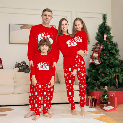 Red Snowman Parent-child Christmas Suit New