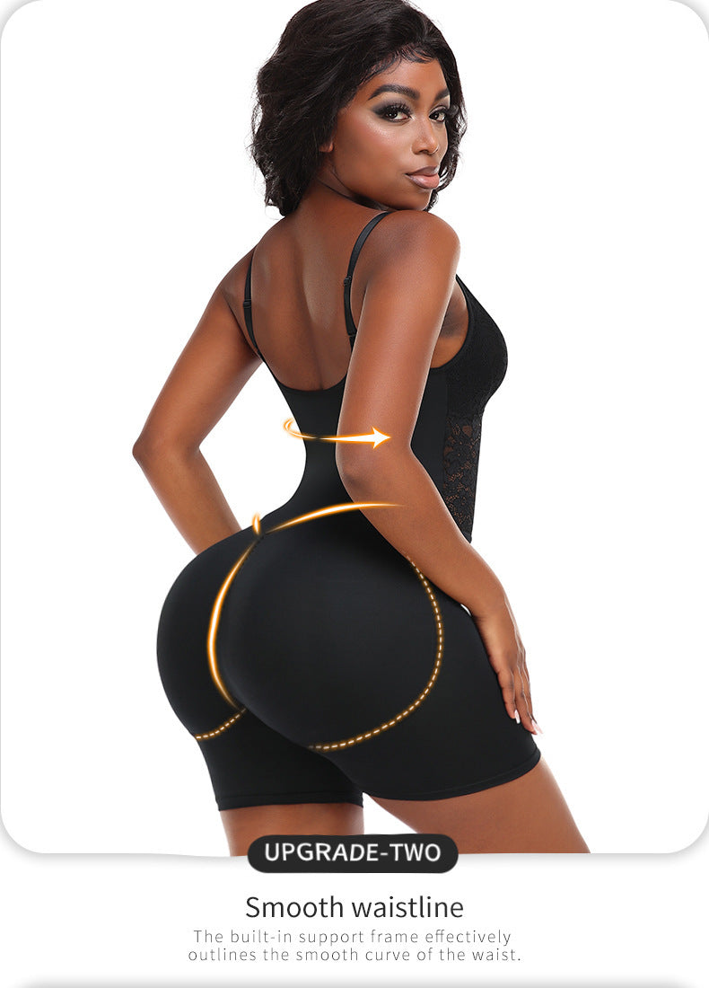 Plus Size Body Shaping Hip Lace Tight Braces Jumpsuit