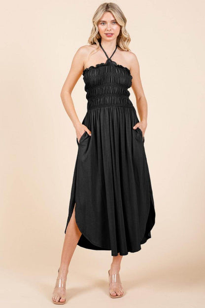 Culture Code Tie Back Shirring Dress with Pockets Style