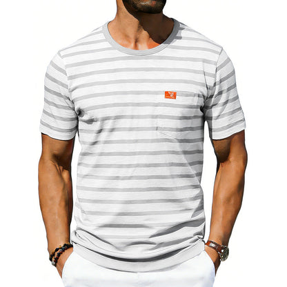 Men's Loose-fit Retro Simple Casual Crew-neck Short-sleeve T-shirt