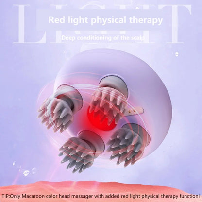 Mini Electric Head Massager Relax Shoulder Neck Deep Tissue Red Light Therapy Body Scalp Massage Kneading Vibrating Device