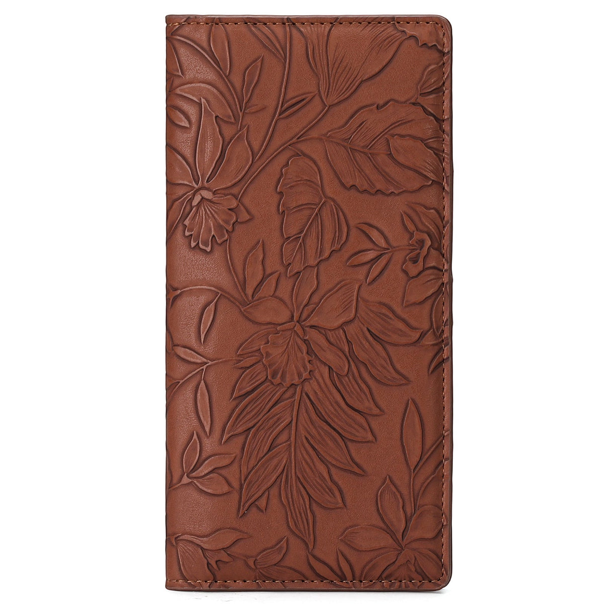 Floral Carved Womens Long Wallet With Embossed Pattern
