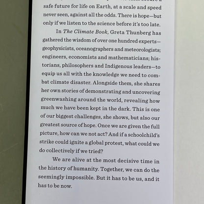 THE CLIMATE BOOK  Climatology The Facts & Solutions By Greta Thunberg Hardback
