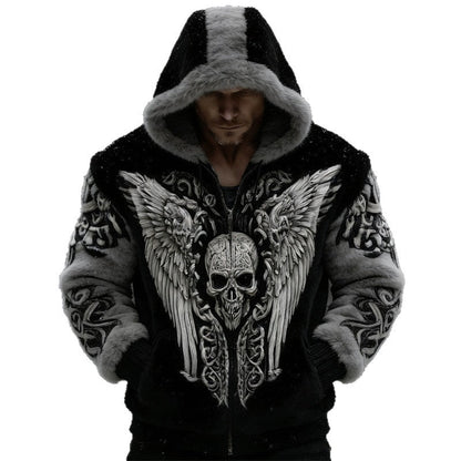 Stylish Winter Warmth Flannel 3D-Printed Hooded Zip-Up Cardigan