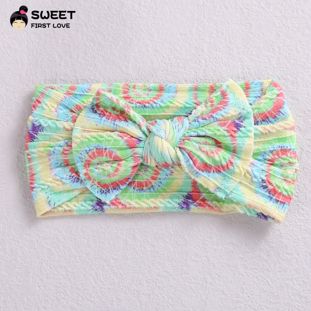 Children's Wide-brimmed Elastic Bow Baby Printed Headband