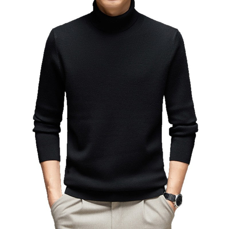 Men's Turtleneck Wool Sweater Winter Thickened Solid Color Plain Style
