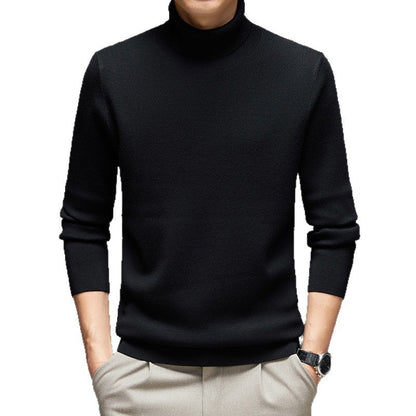 Men's Turtleneck Wool Sweater Winter Thickened Solid Color Plain Style