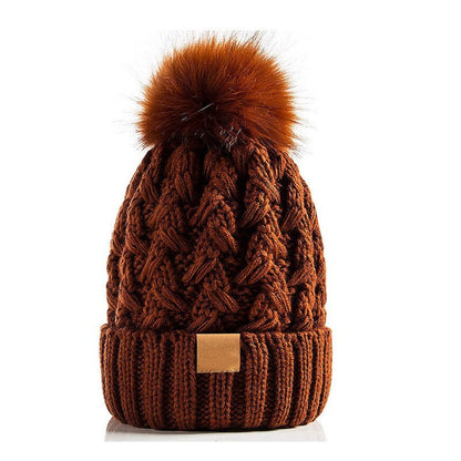 Snow Cap Knitted Hat Unisex Rolled Brim