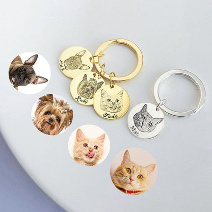 Pet sketch necklace portrait cat puppy pet DIY engraving keychain