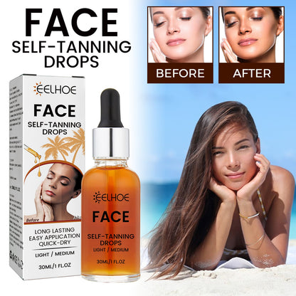Face Self-Tanning Drops, Natural Fashion Wheat Bronzer Moisturizing Skin Anti-Sunburn Solution