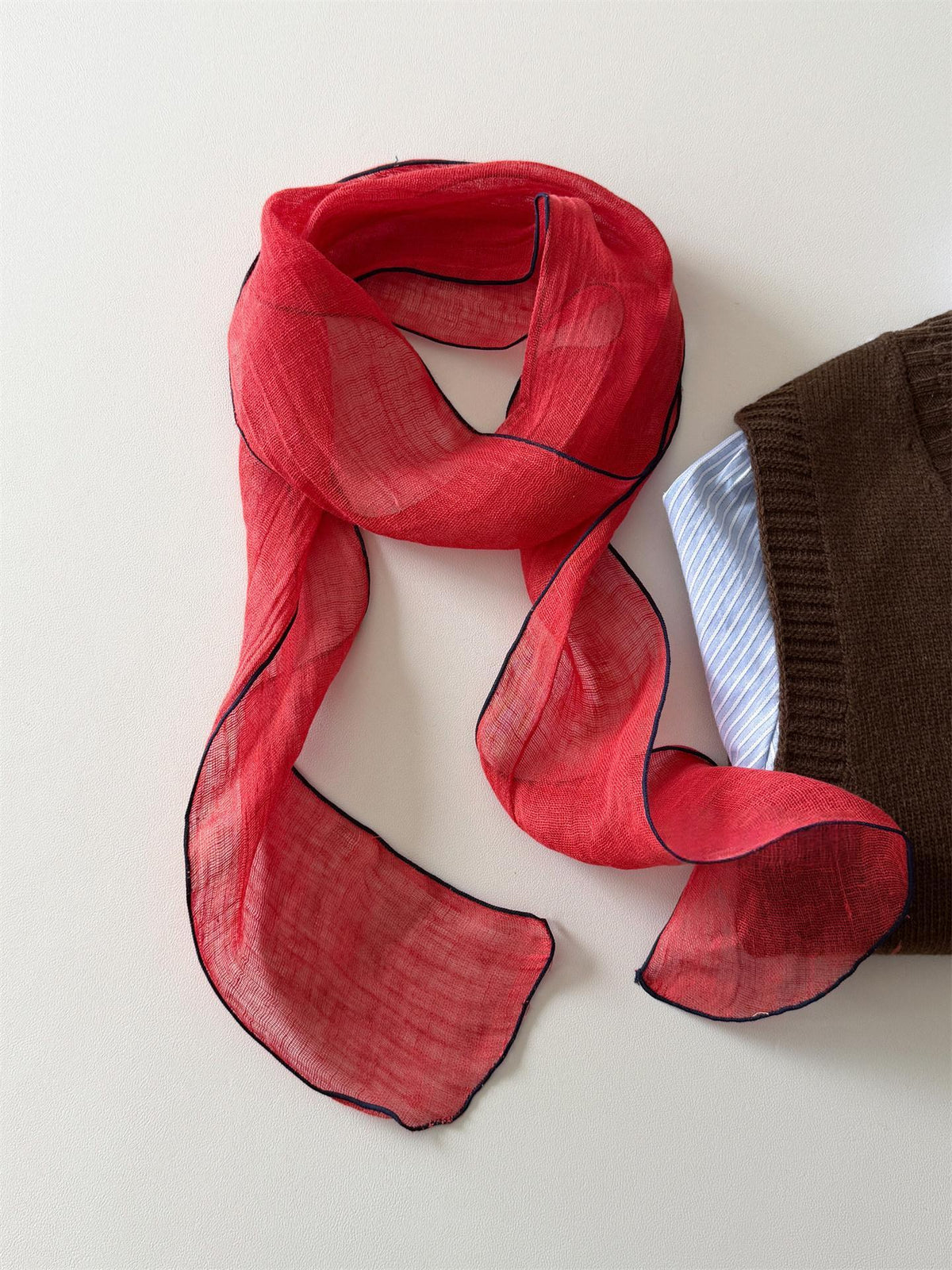 Semi-transparent Linen Scarf Ribbon Hairband