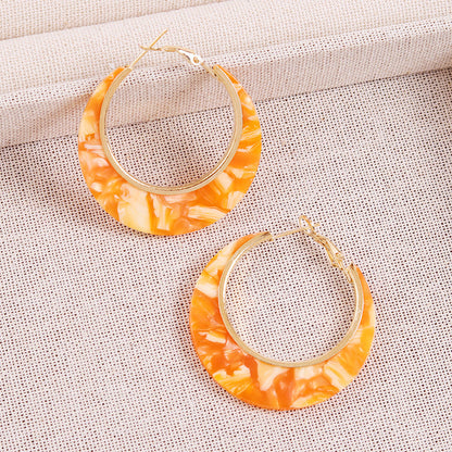 Designer Inspired Color Block Acetate Wide C Acrylic Stud Earrings