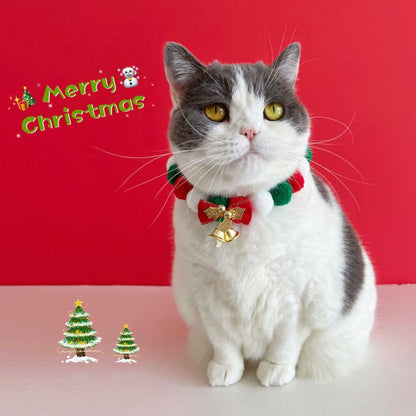 Christmas Pet Collar, Plush Necklace, Bow