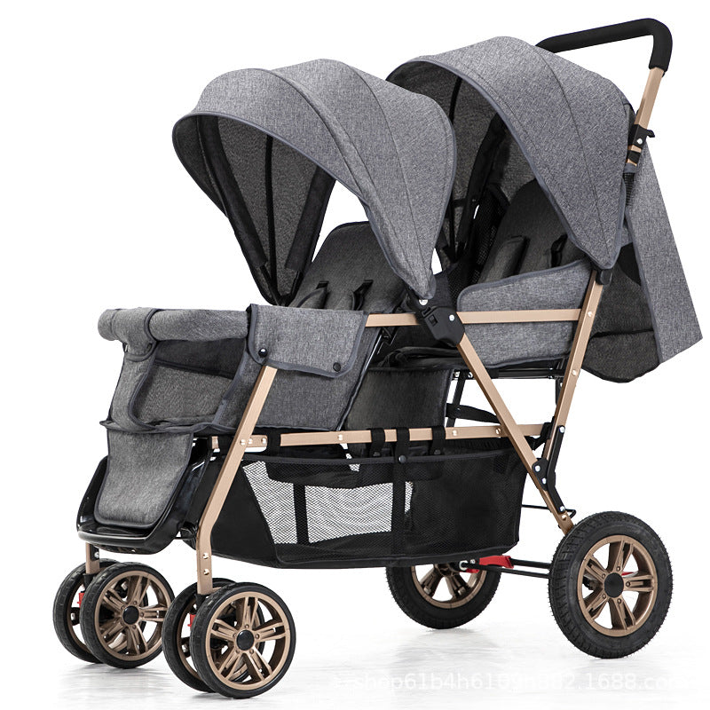 High-carbon Steel Lightweight Foldable Double Stroller