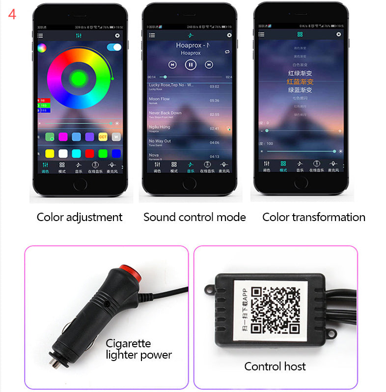 Car Fiber Optic Ambient APP Rhythm Light
