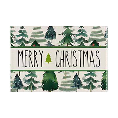 Christmas linen placemat Christmas tree print kitchen and restaurant decoration table mat