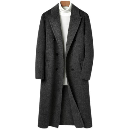 New Double Breasted Knee Length Wool Coat