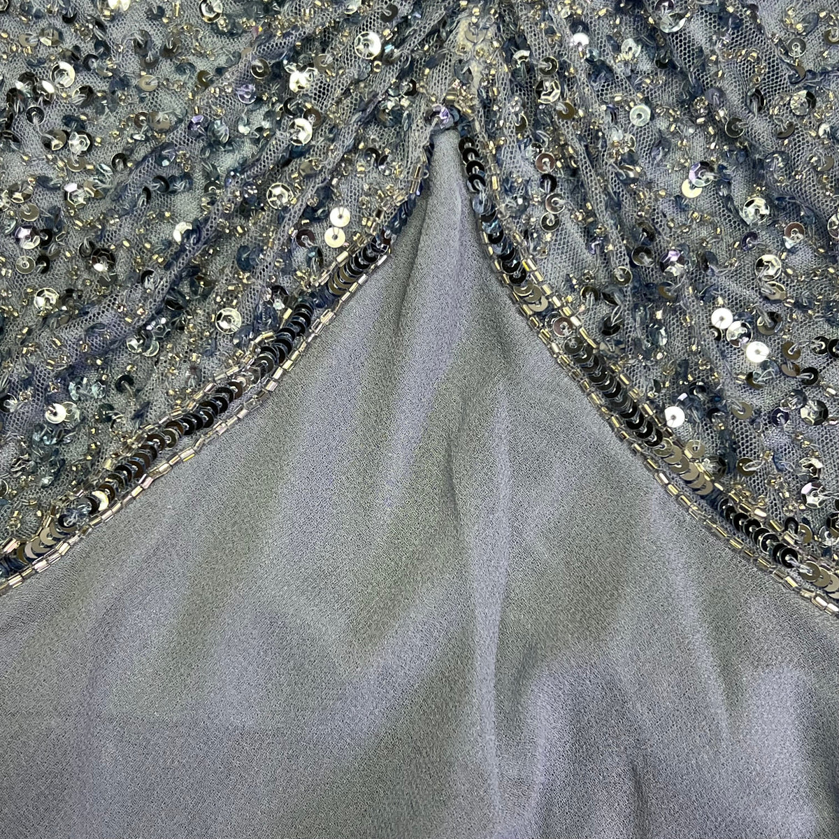 JKARA V-Neck Beaded Long Sleeve Dress Women's Sz 16 Dusty Blue 5206DB