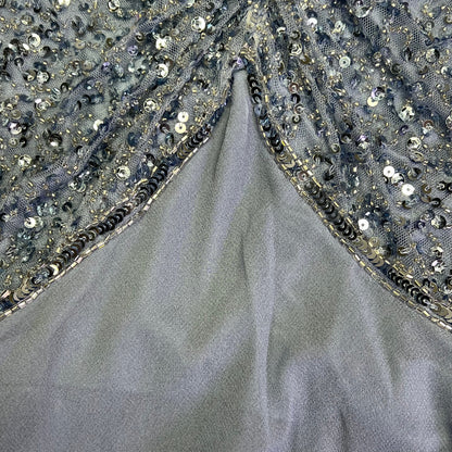 JKARA V-Neck Beaded Long Sleeve Dress Women's Sz 16 Dusty Blue 5206DB